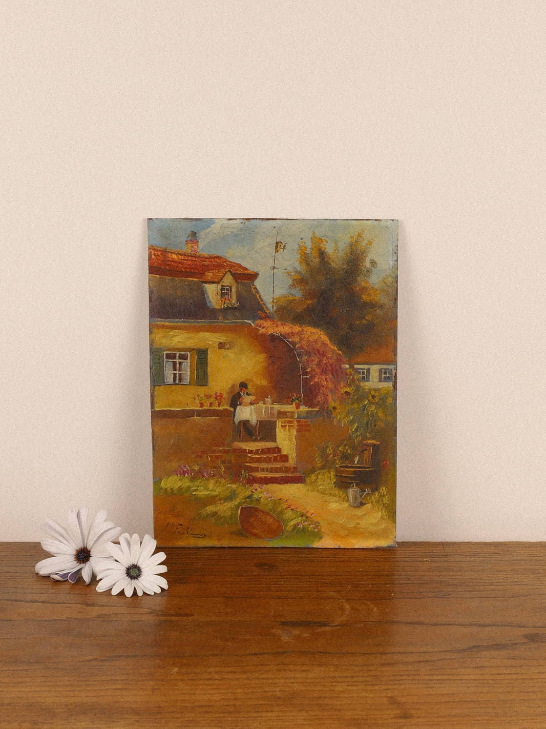 Vintage French Impressionist Garden Painting