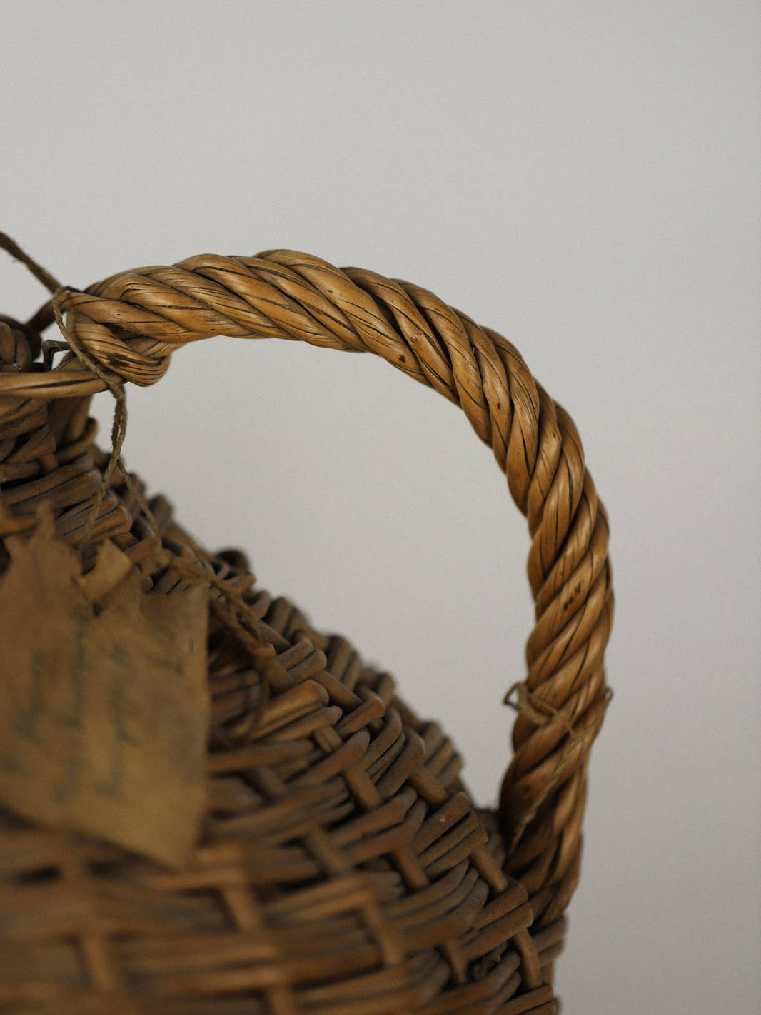 Antique Large Wicker Glass Demijohn Bottle