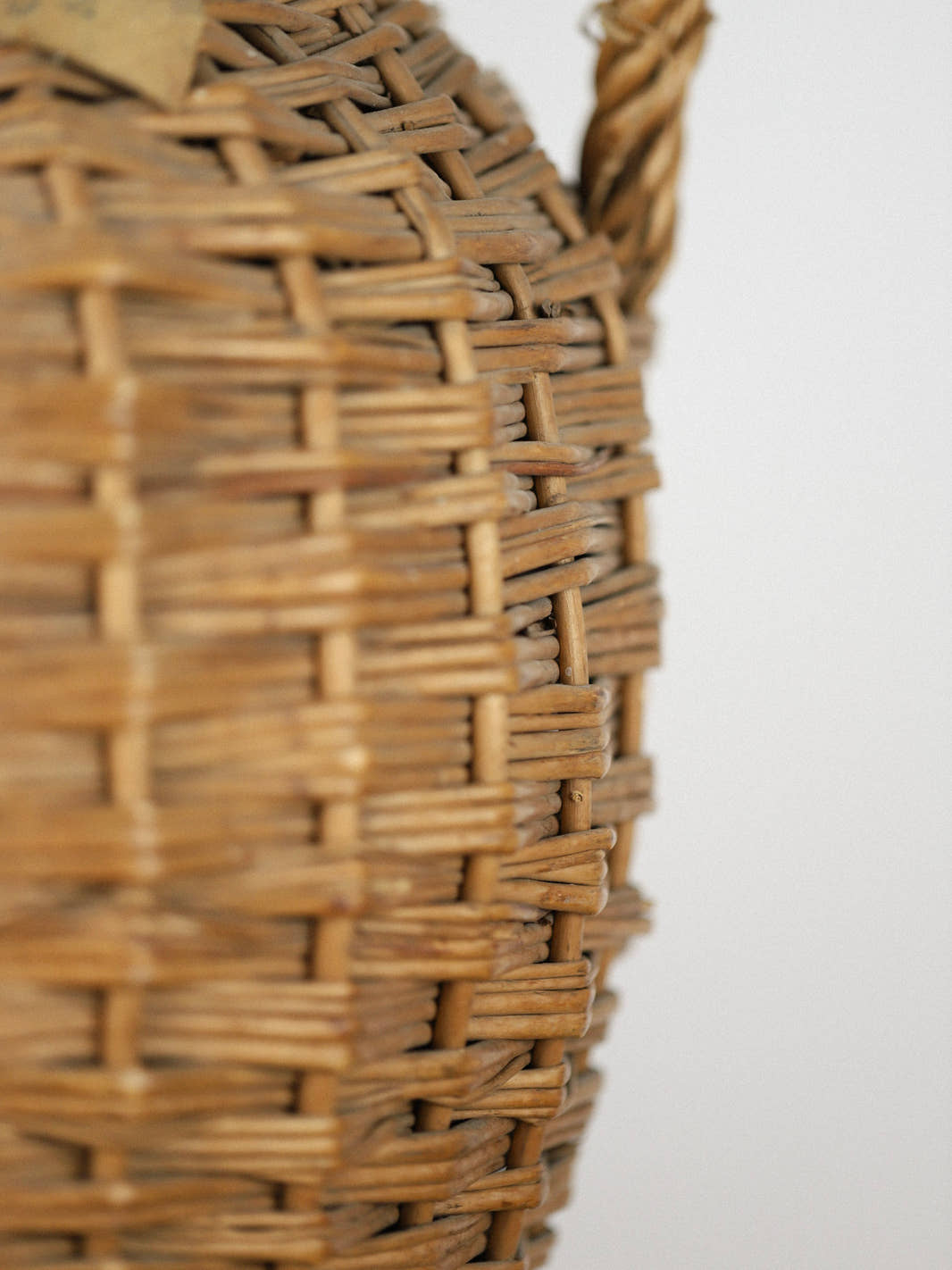 Antique Large Wicker Glass Demijohn Bottle
