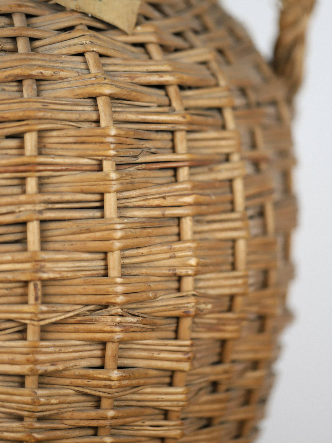 Antique Large Wicker Glass Demijohn Bottle