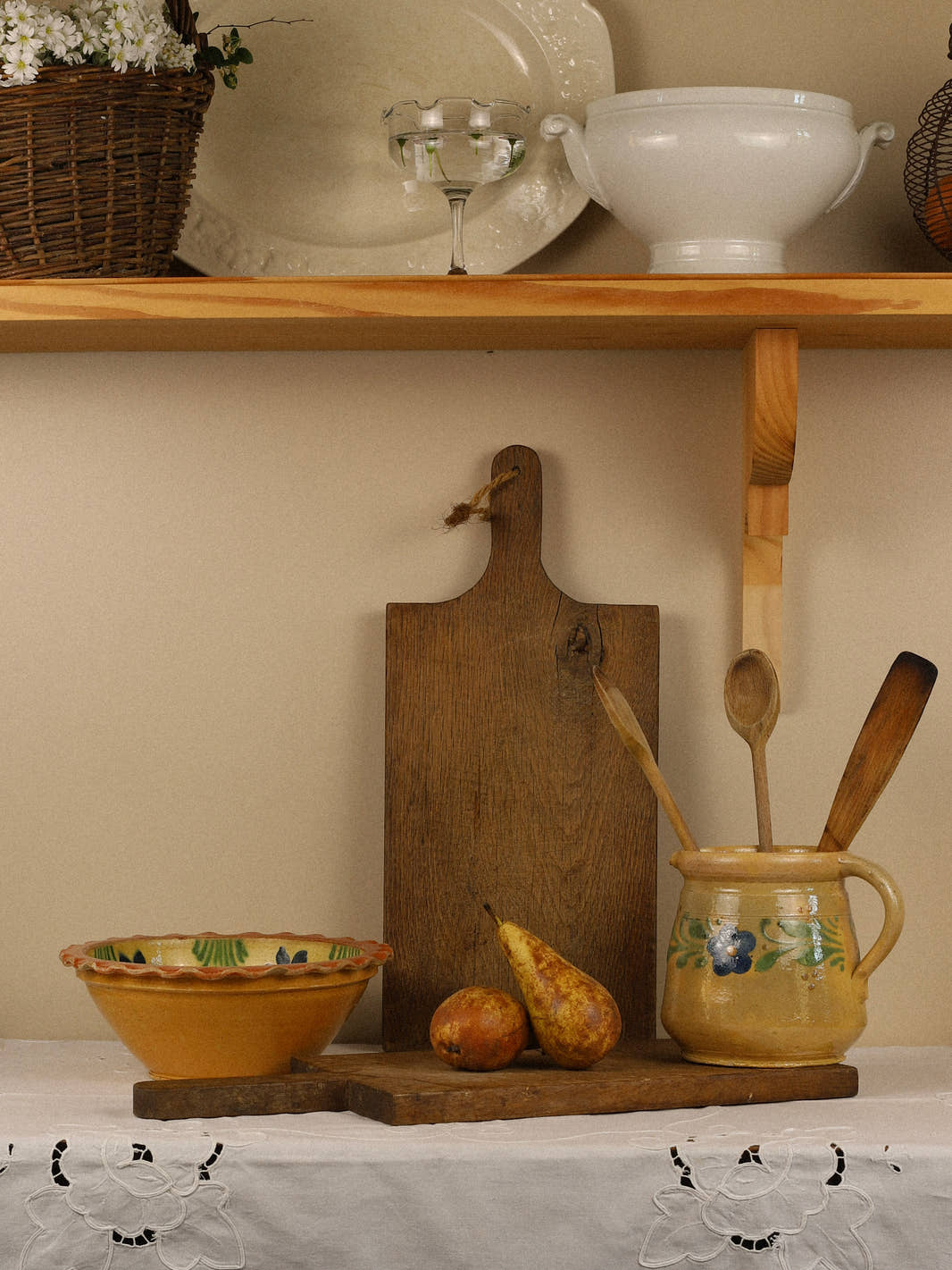Antique French Soufflenheim Yellow Pitcher