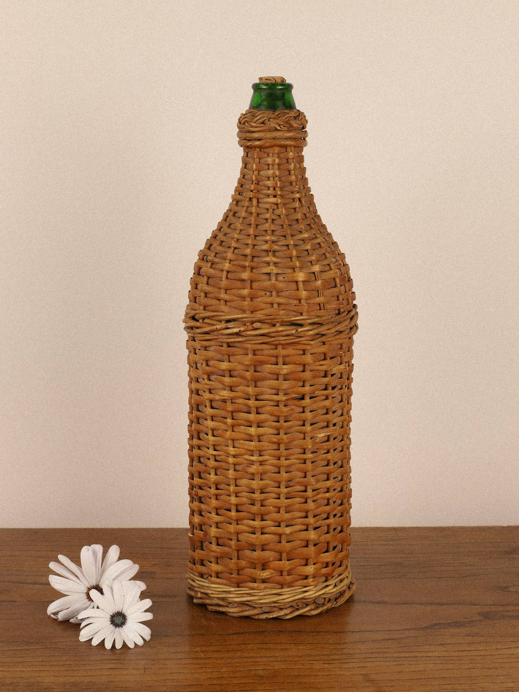 Vintage Wicker-Wrapped Glass Demijohn Bottle II