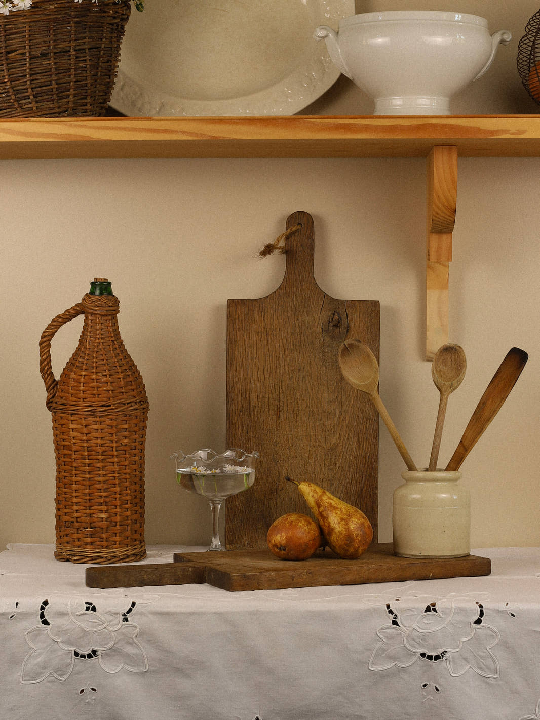 Vintage Wicker-Wrapped Glass Demijohn Bottle II