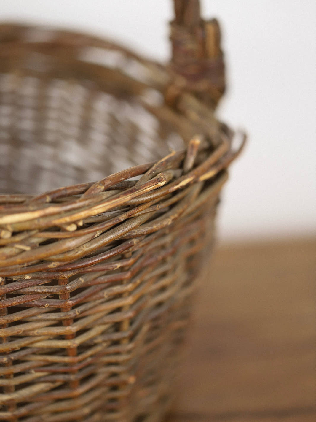 Antique Woven Wicker Gathering Basket