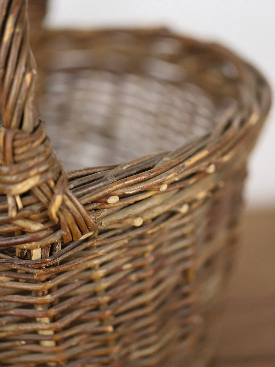 Antique Woven Wicker Gathering Basket