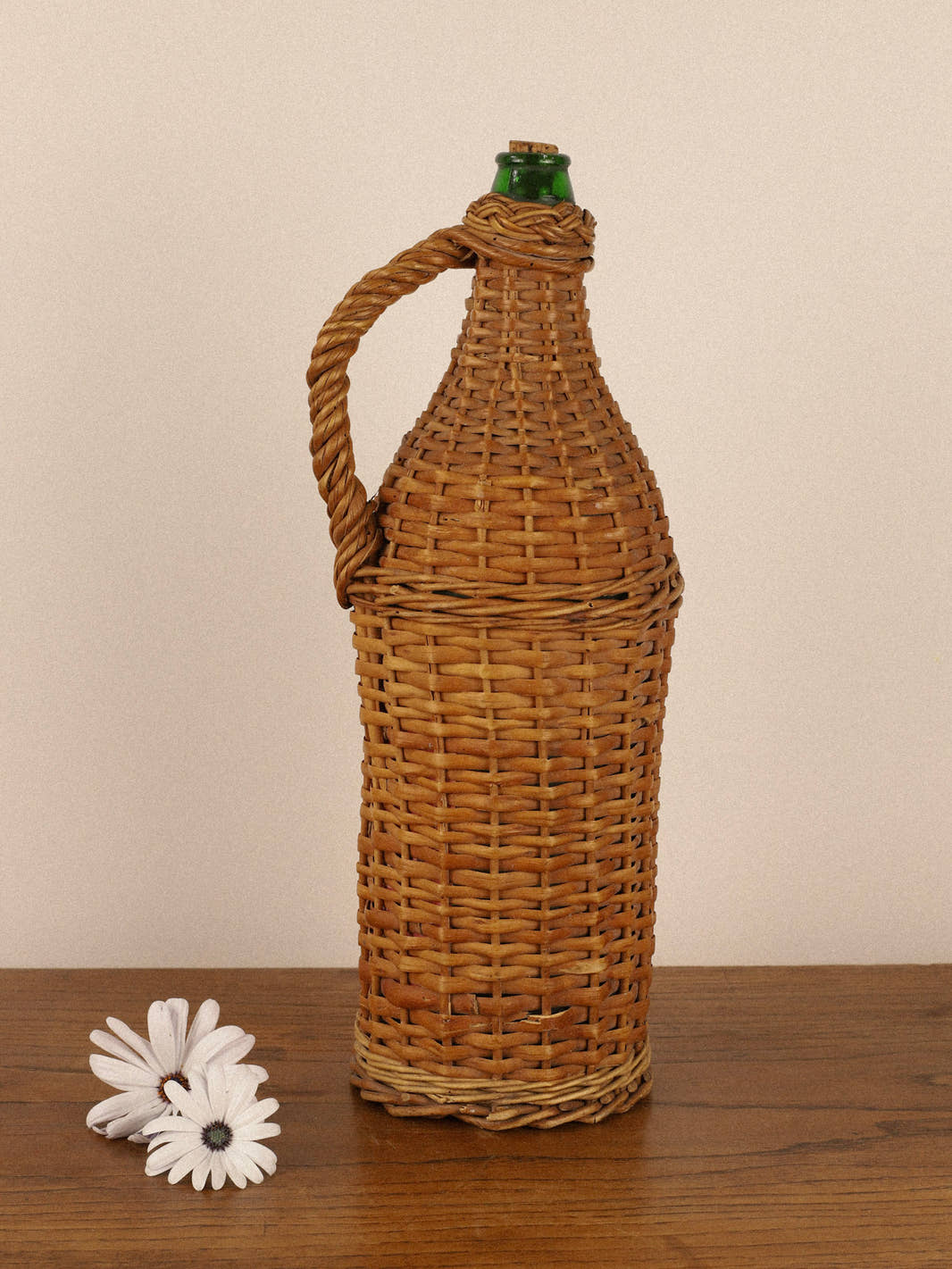 Vintage Wicker-Wrapped Glass Demijohn Bottle II