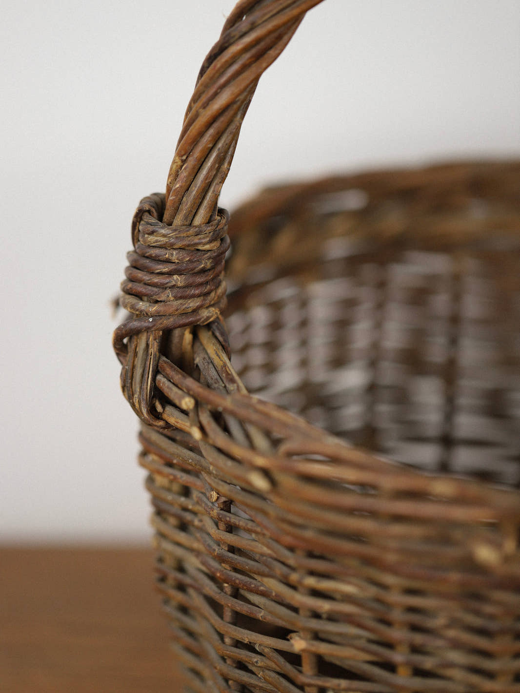 Antique Woven Wicker Gathering Basket