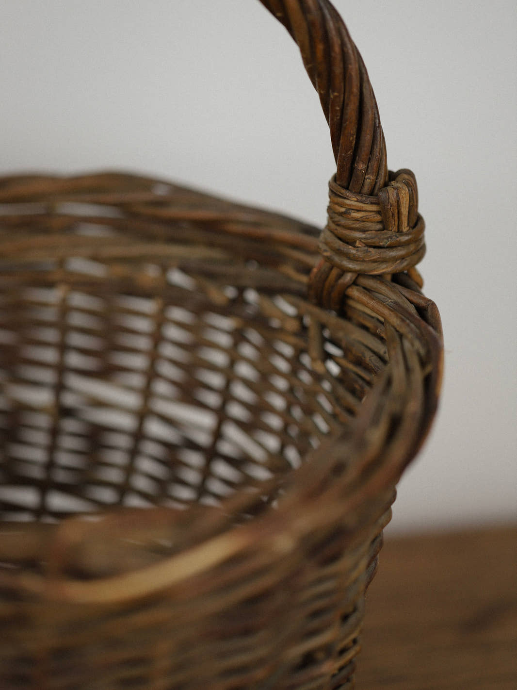 Antique Woven Wicker Gathering Basket