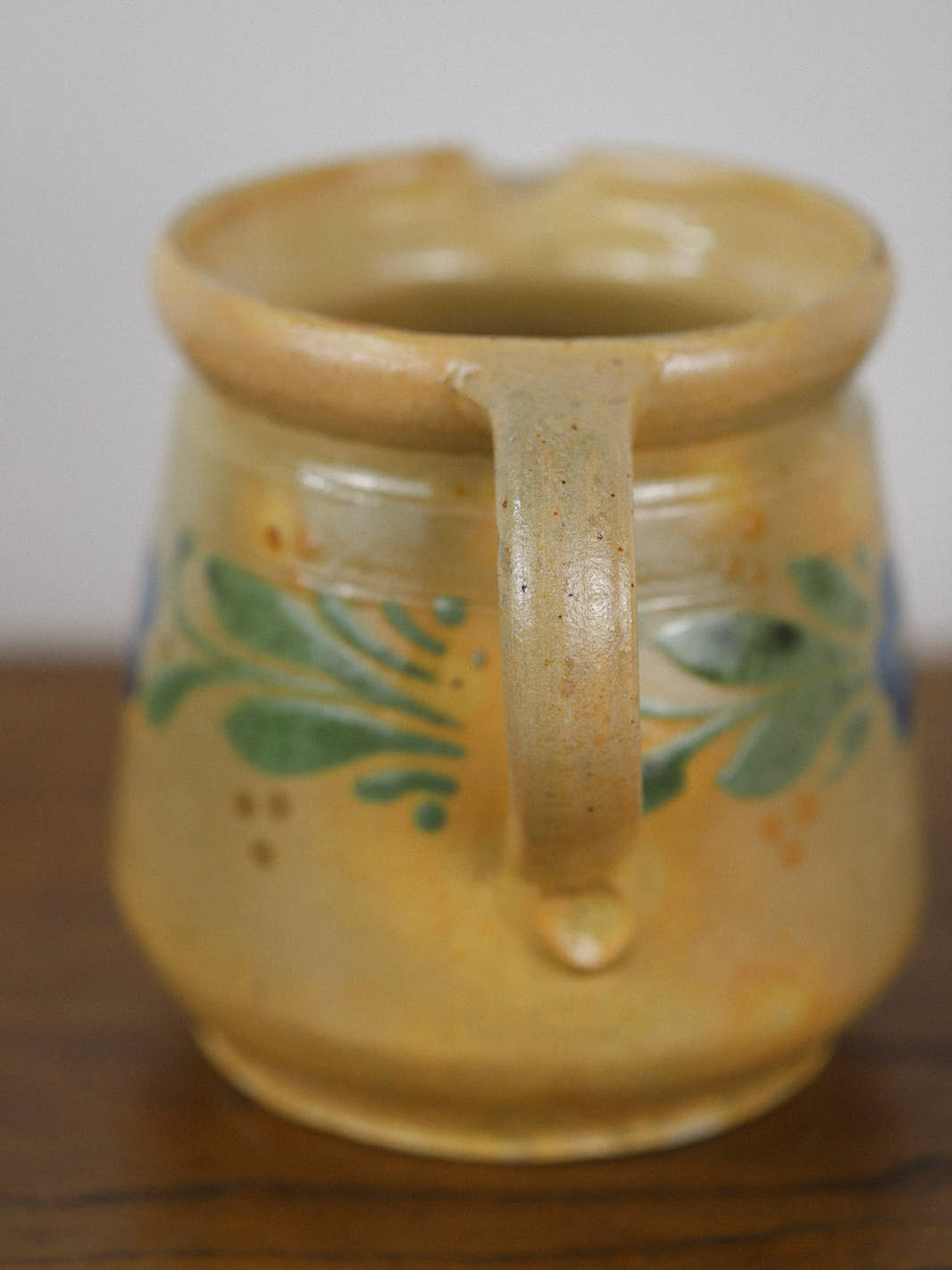 Antique French Soufflenheim Yellow Pitcher