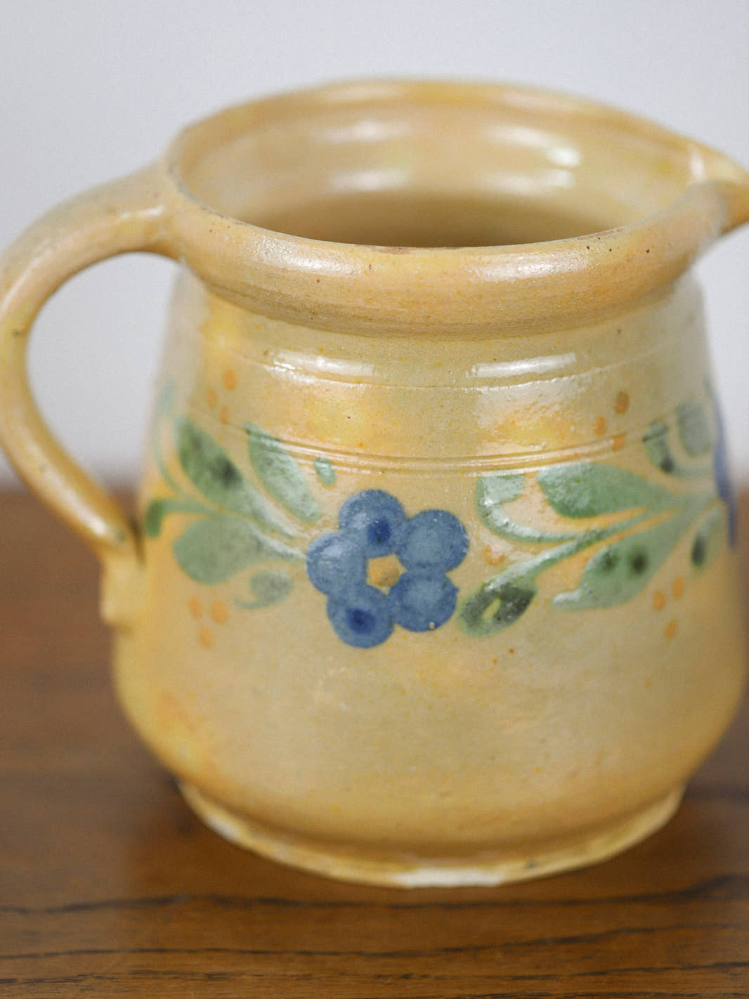 Antique French Soufflenheim Yellow Pitcher