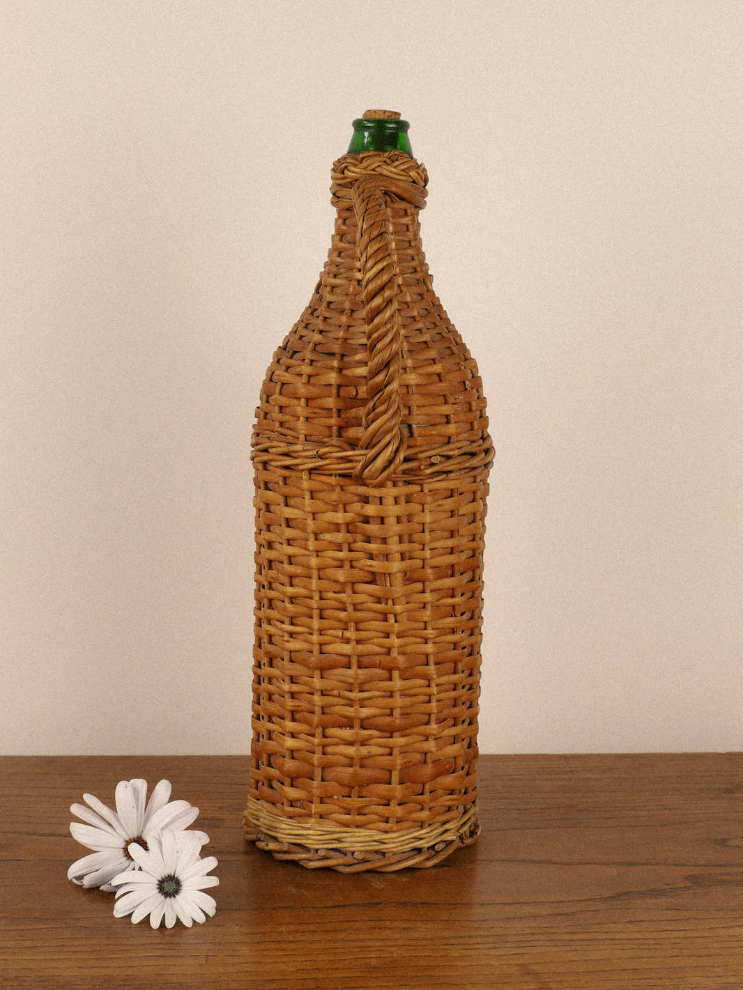Vintage Wicker-Wrapped Glass Demijohn Bottle II