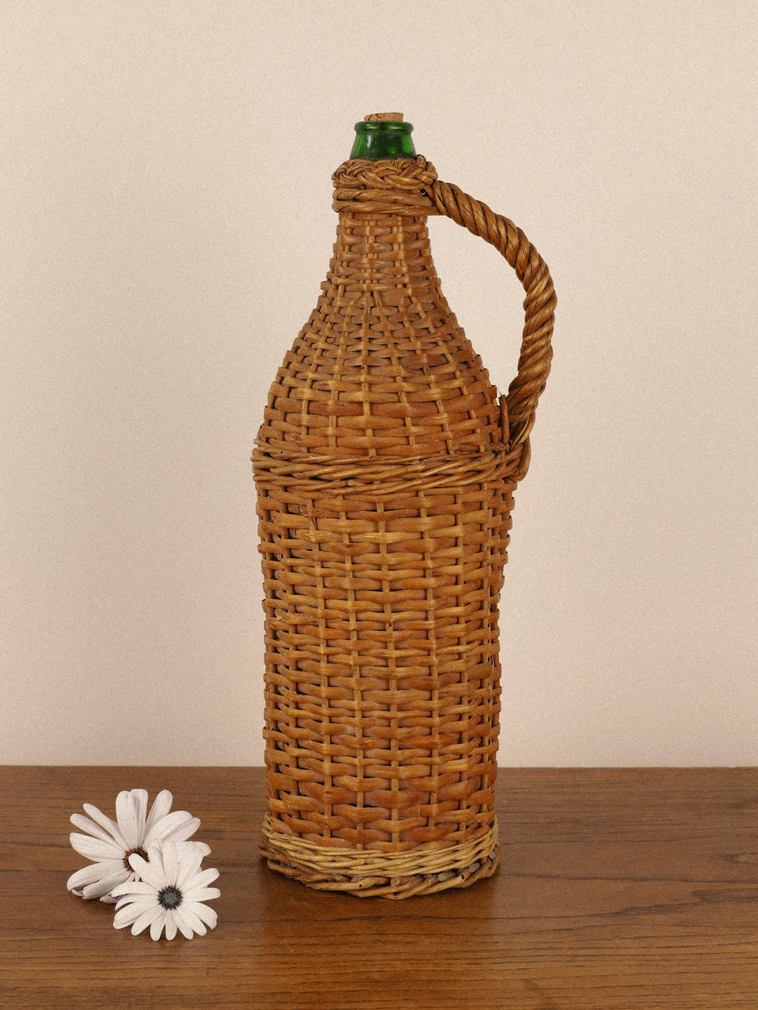 Vintage Wicker-Wrapped Glass Demijohn Bottle II