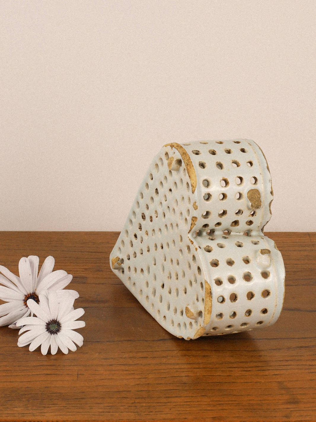 Antique Ceramic Heart-Shaped Cheese Mold