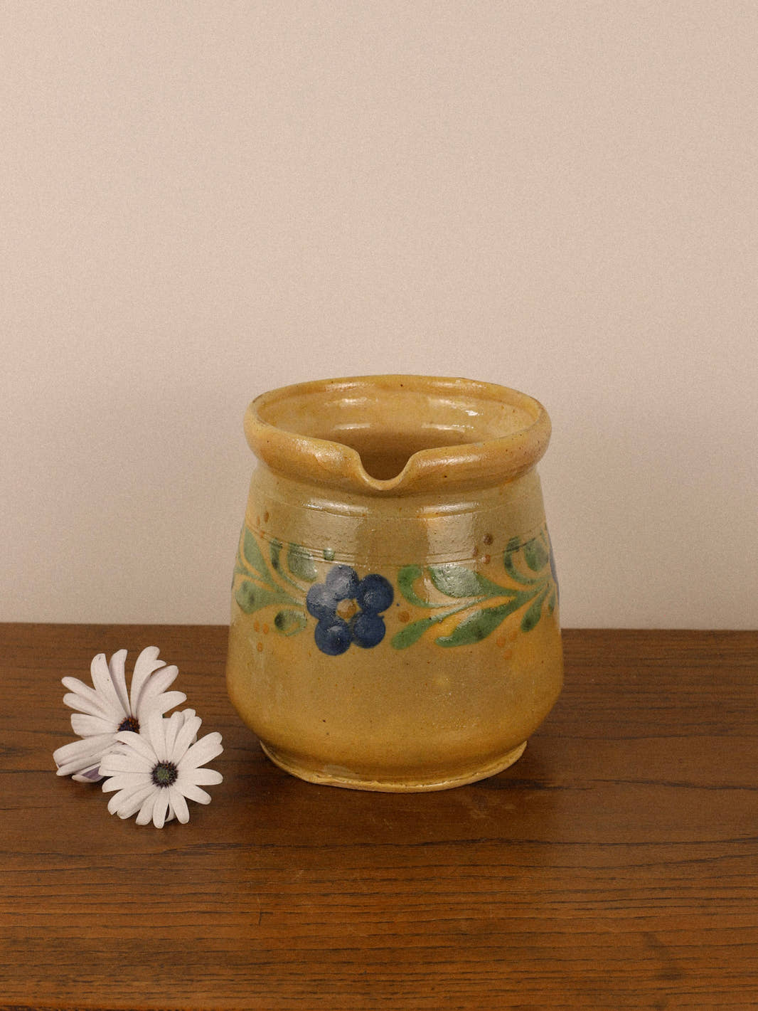 Antique French Soufflenheim Yellow Pitcher