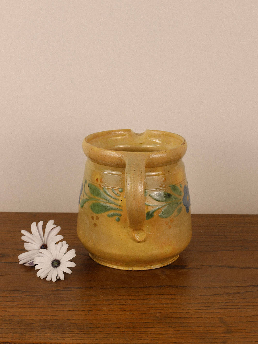 Antique French Soufflenheim Yellow Pitcher