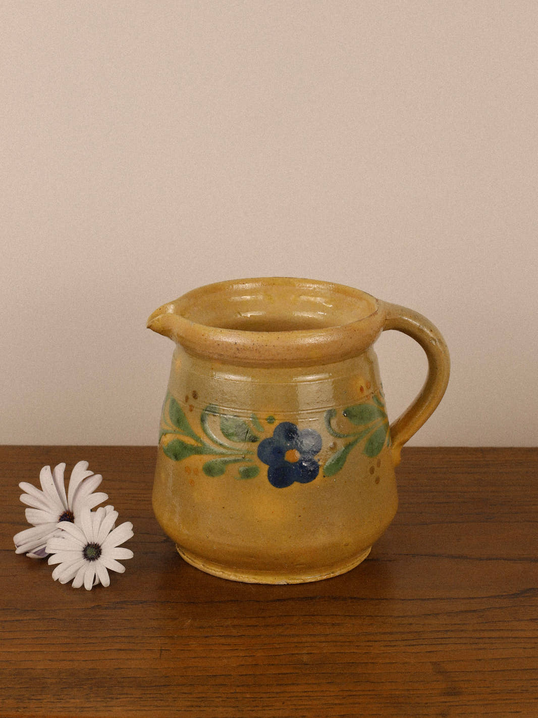 Antique French Soufflenheim Yellow Pitcher