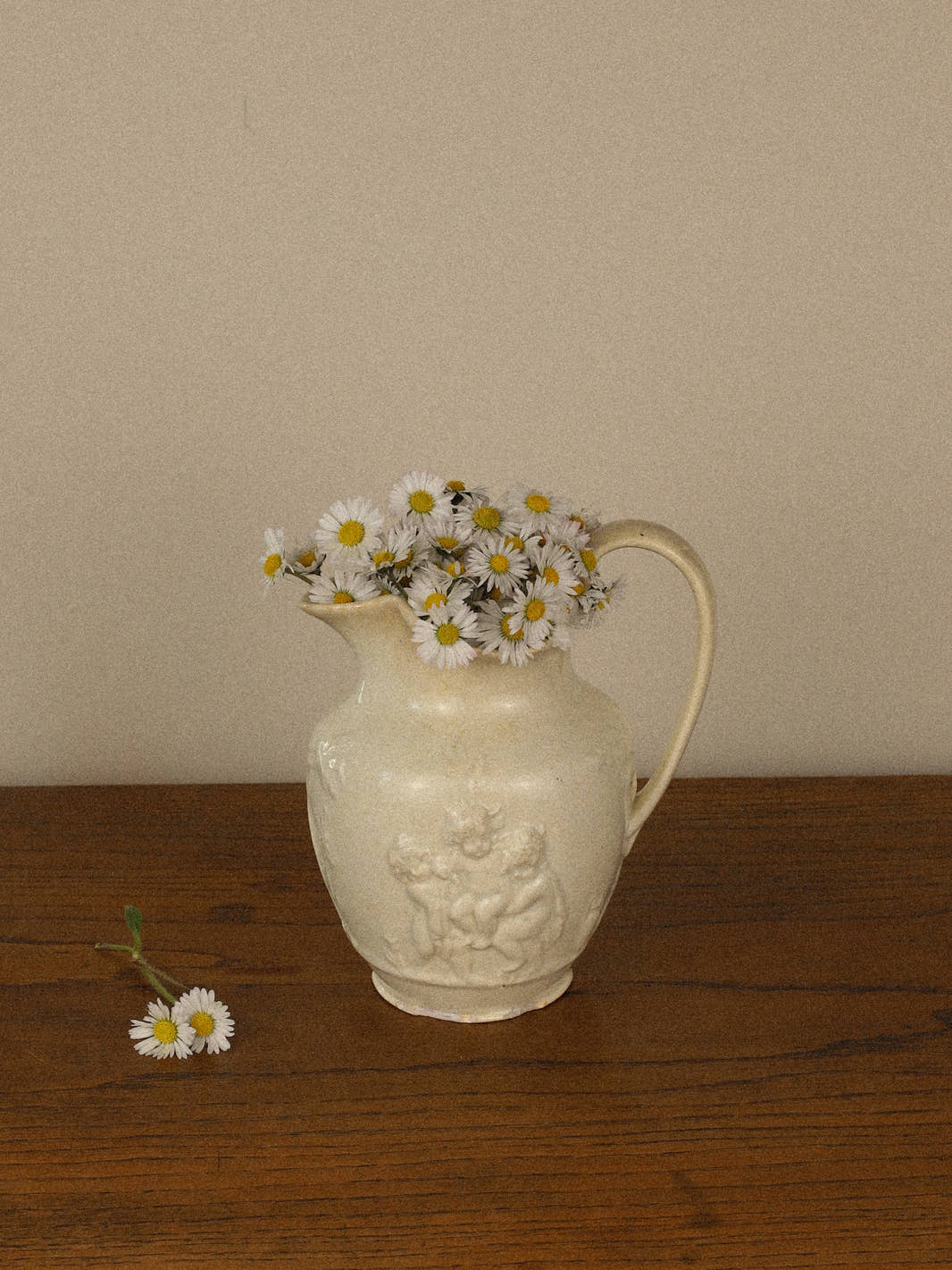 Antique 19th Century Cherub Relief Pitcher