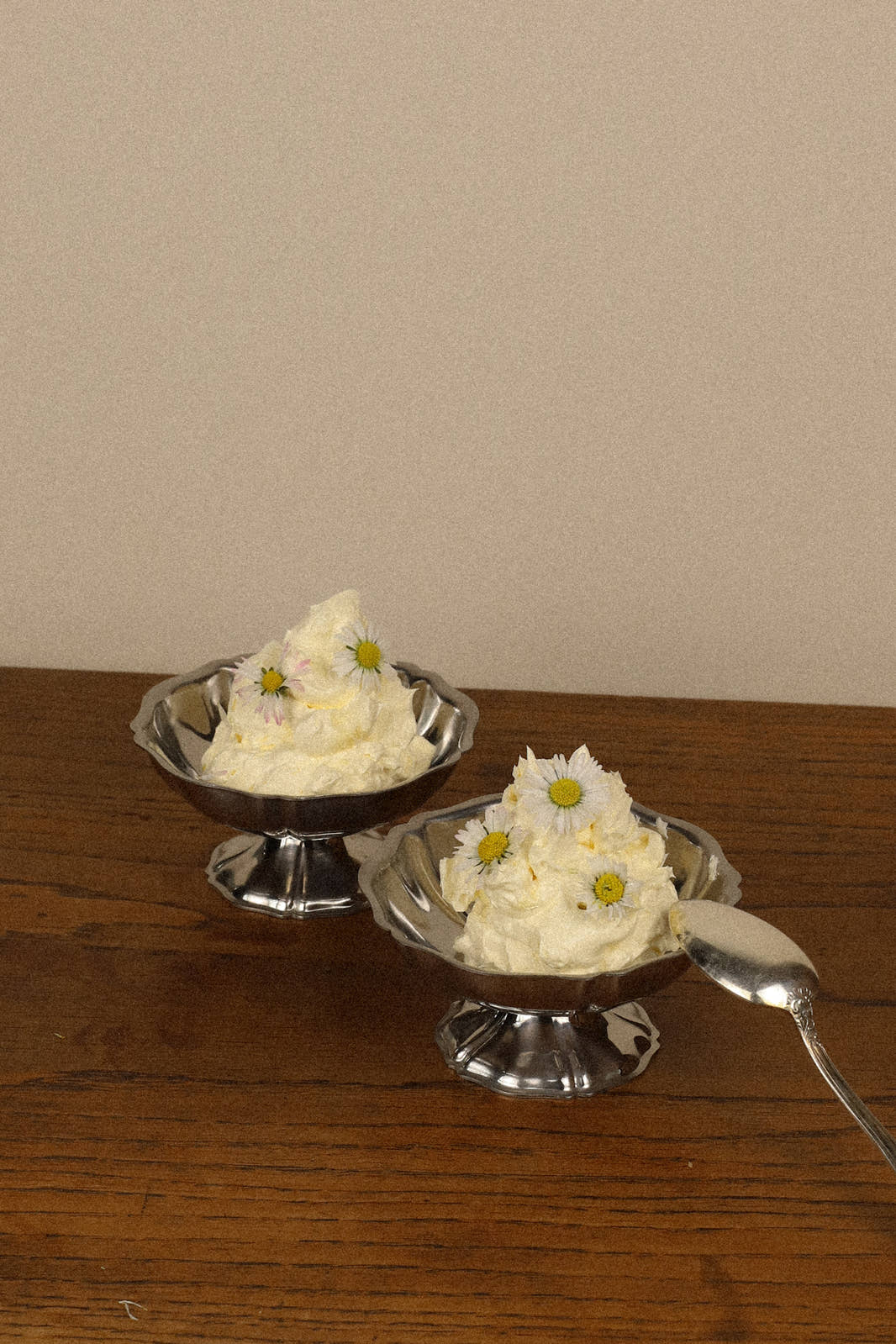 Pair of High Vintage Scalloped Ice Cream Cups