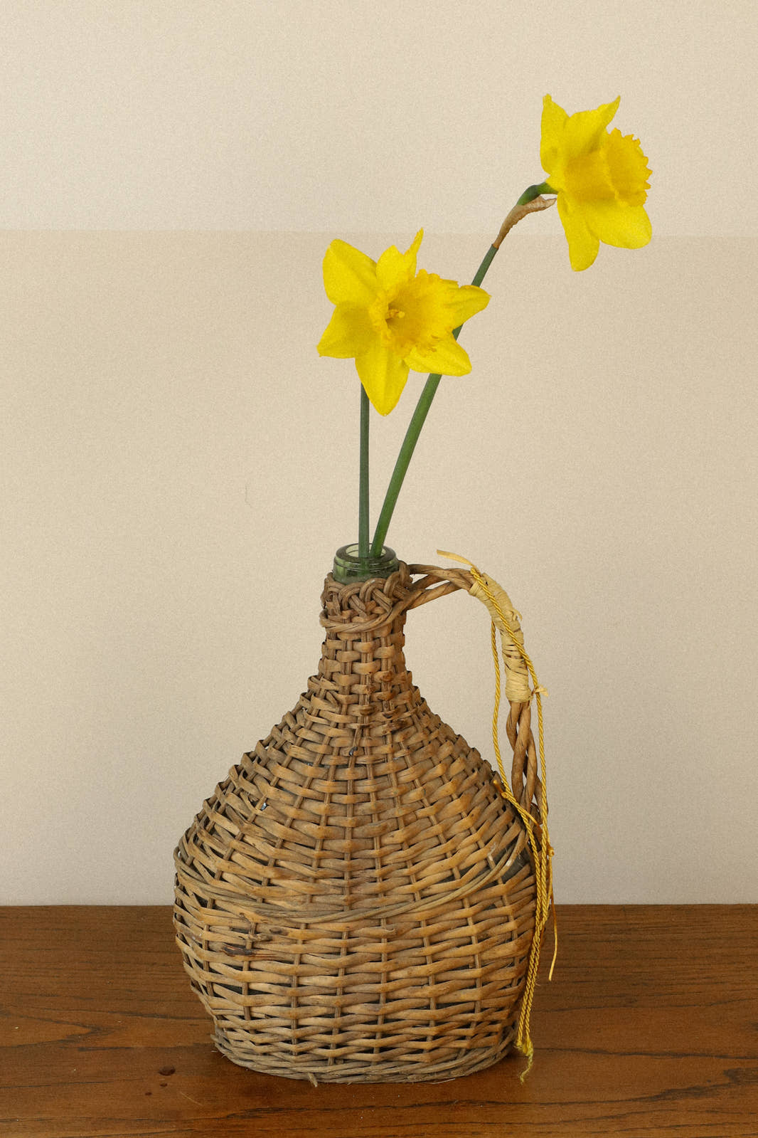 Vintage Wickered Glass Demijohn Bottle