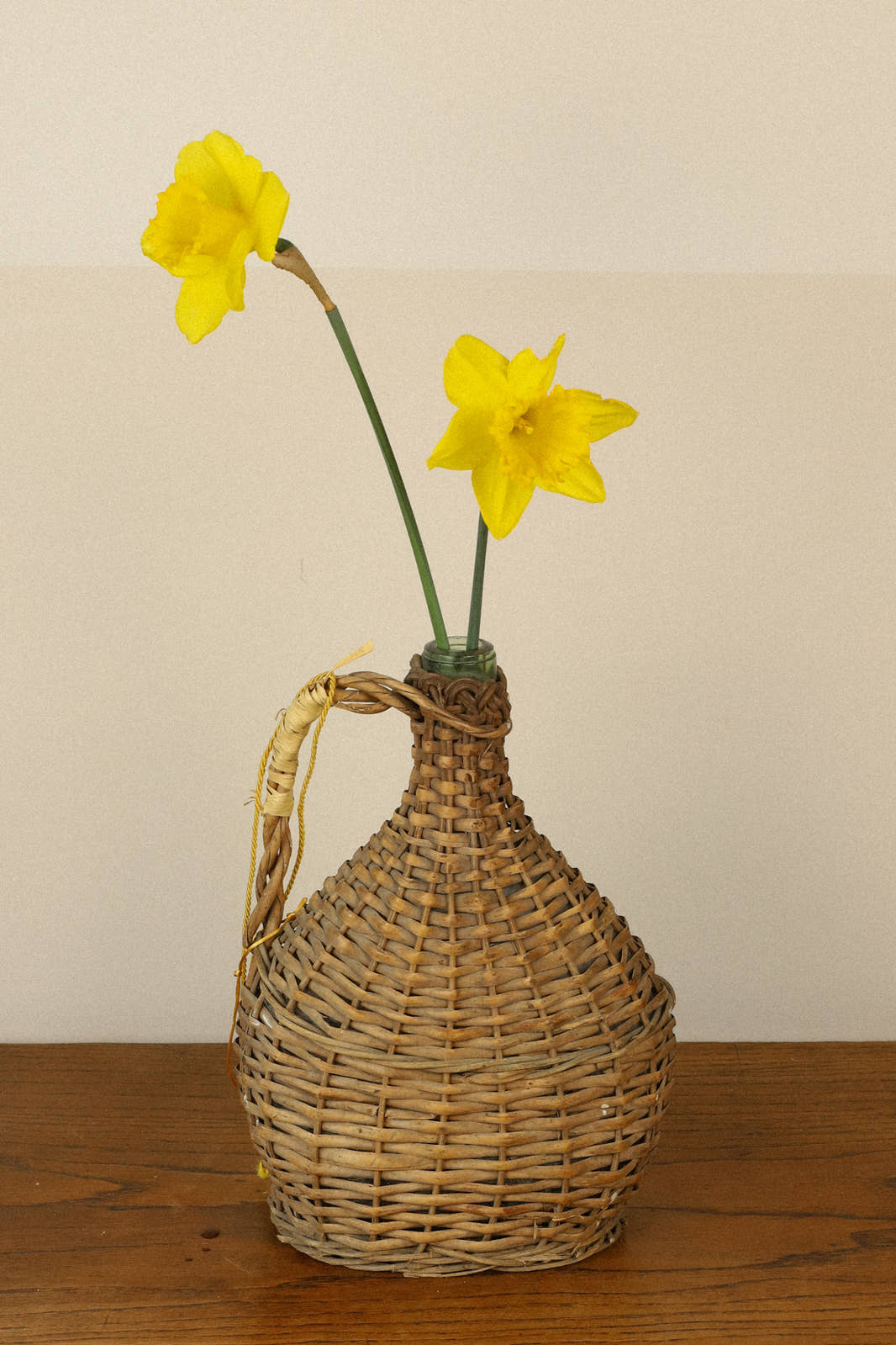 Vintage Wickered Glass Demijohn Bottle