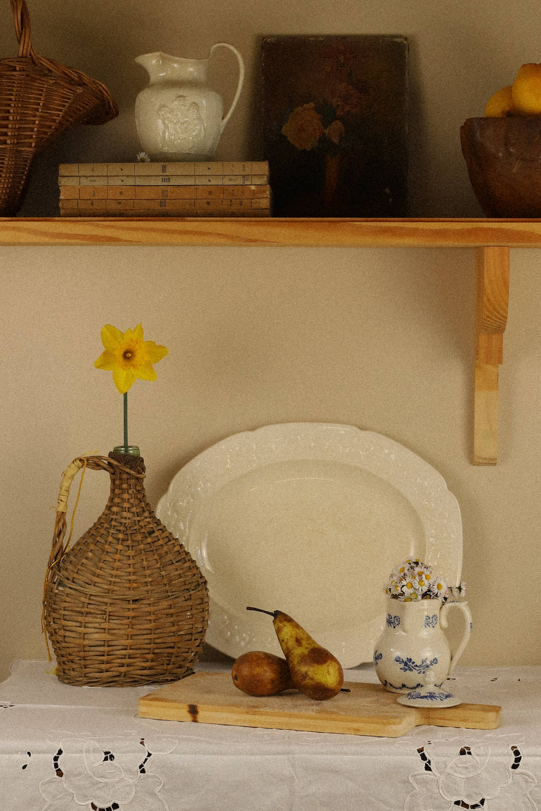 Vintage Wickered Glass Demijohn Bottle