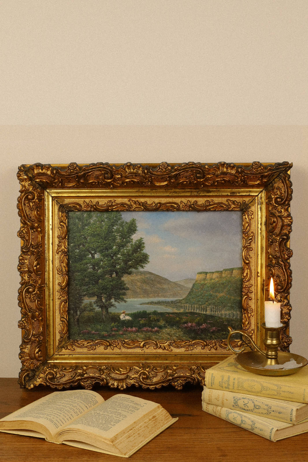 Antique 1904 Ornate Landscape Painting