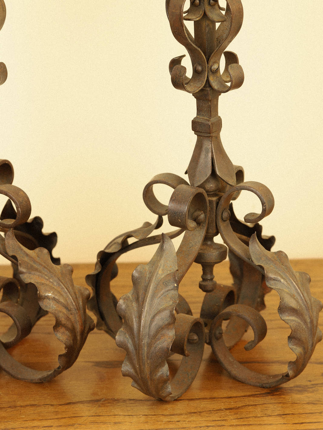 Pair of Vintage Wrought Iron Candlesticks