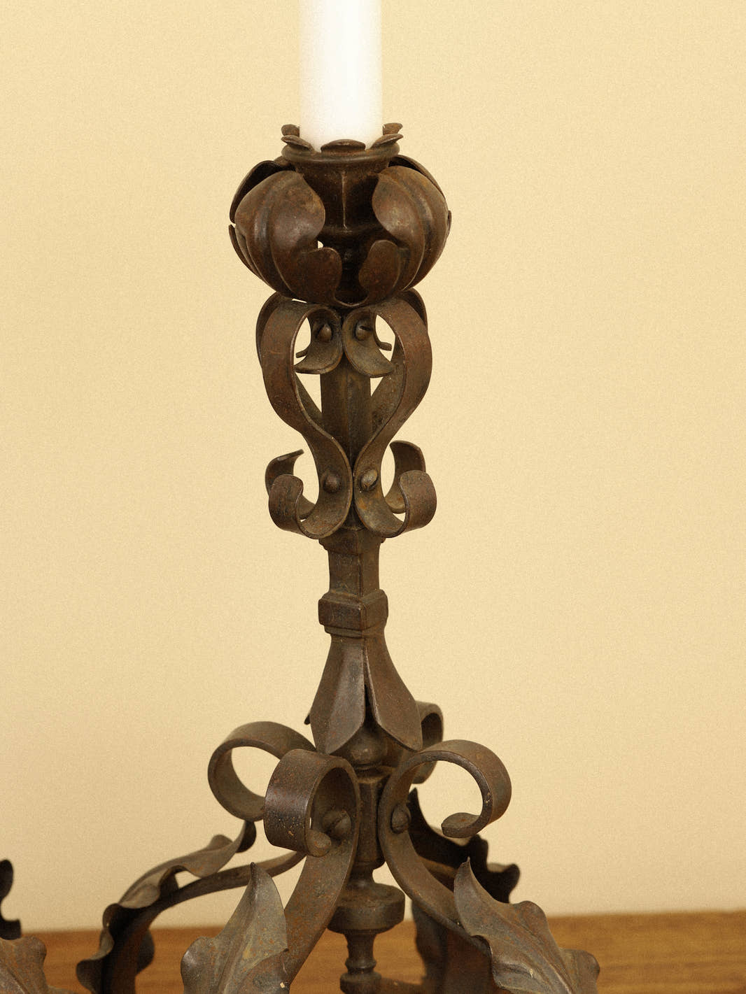 Pair of Vintage Wrought Iron Candlesticks