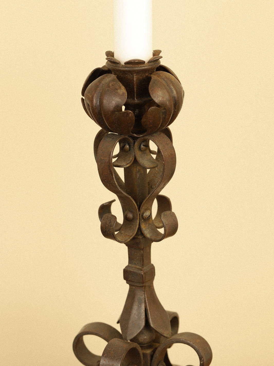 Pair of Vintage Wrought Iron Candlesticks
