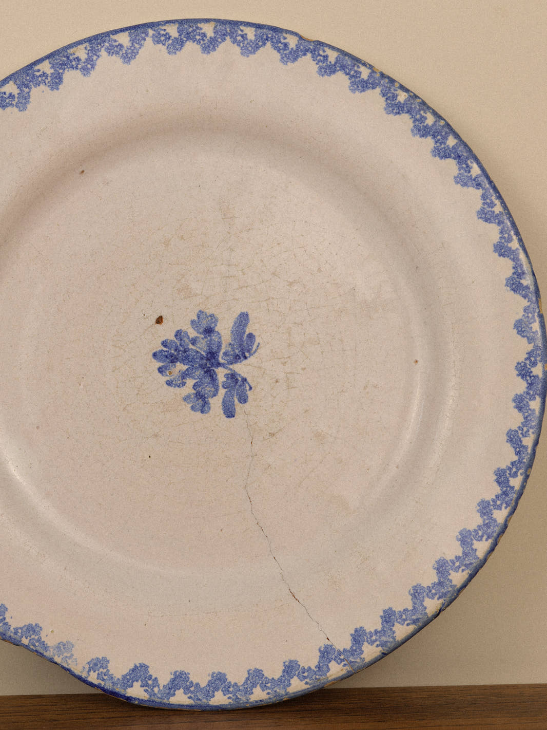 Antique 19th Century Blue Faïence Plate