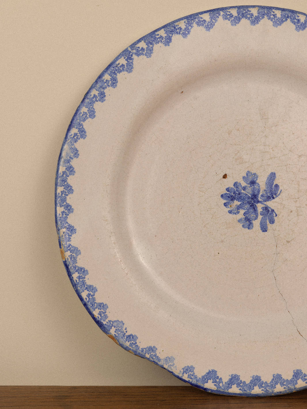 Antique 19th Century Blue Faïence Plate