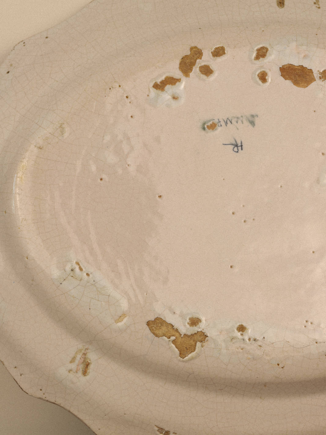 Antique Hand-Painted Floral Faïence Platter