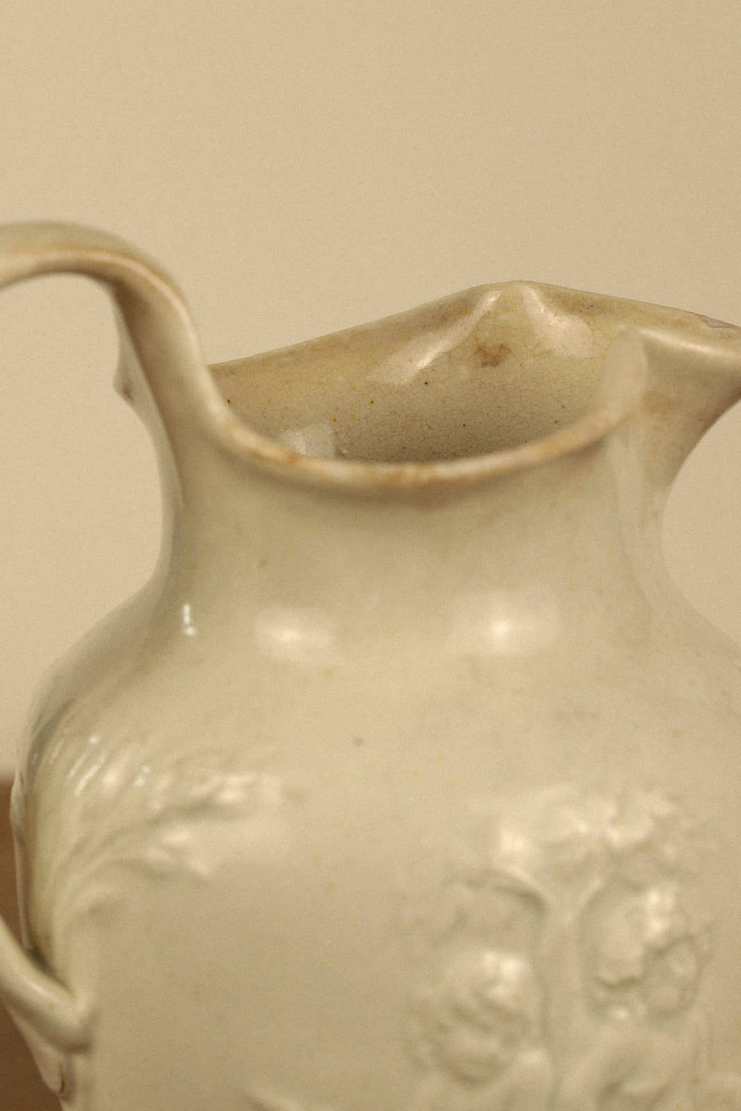 Antique 19th Century Cherub Relief Pitcher
