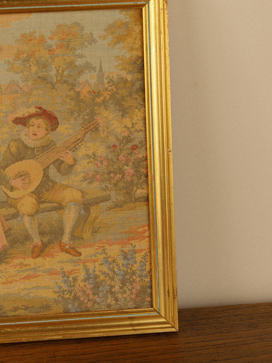 Vintage Framed "Fête Galante" Tapestry