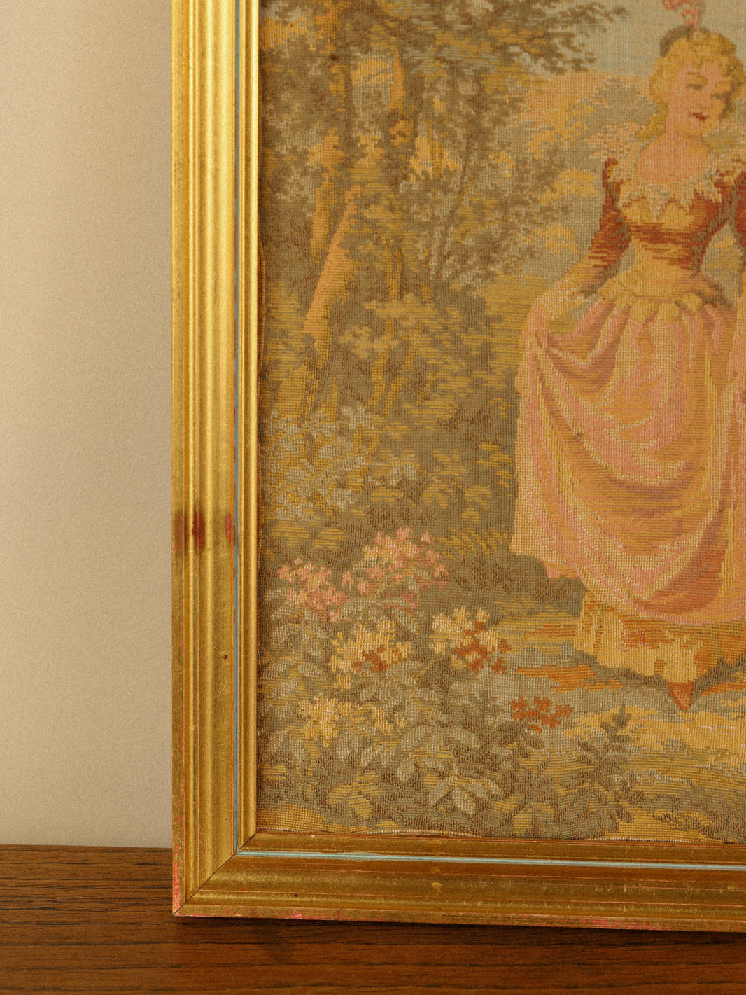 Vintage Framed "Fête Galante" Tapestry