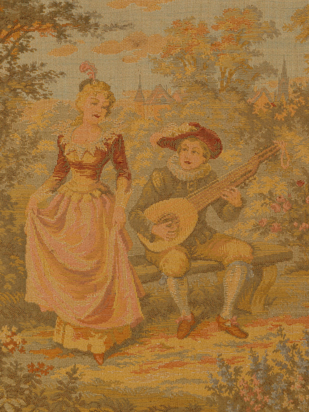 Vintage Framed "Fête Galante" Tapestry