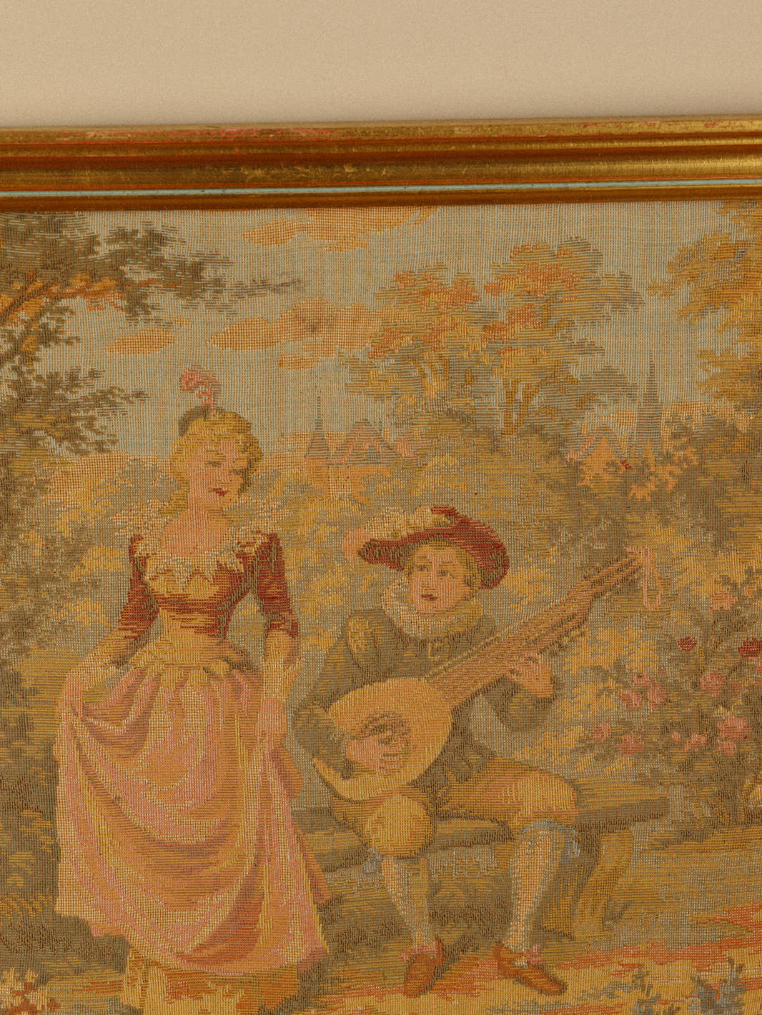 Vintage Framed "Fête Galante" Tapestry