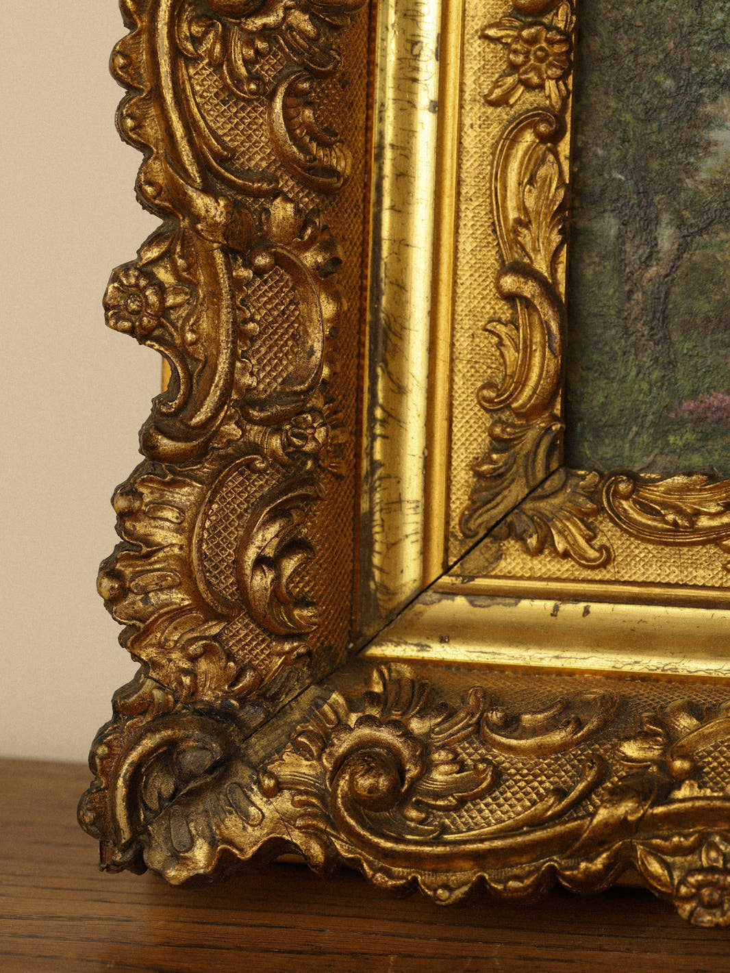 Antique 1904 Ornate Landscape Painting