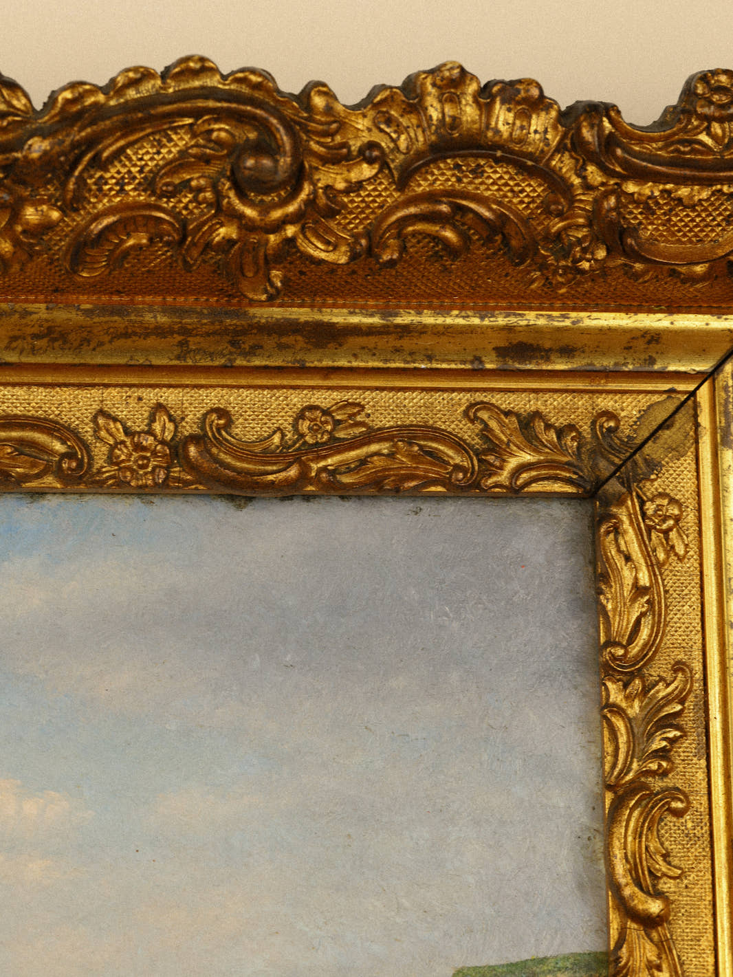 Antique 1904 Ornate Landscape Painting