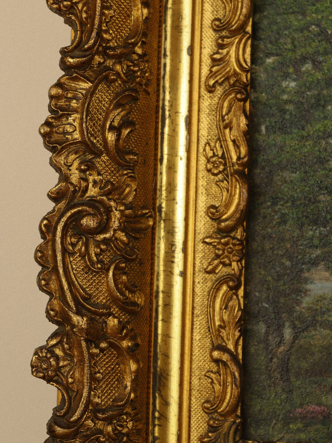 Antique 1904 Ornate Landscape Painting