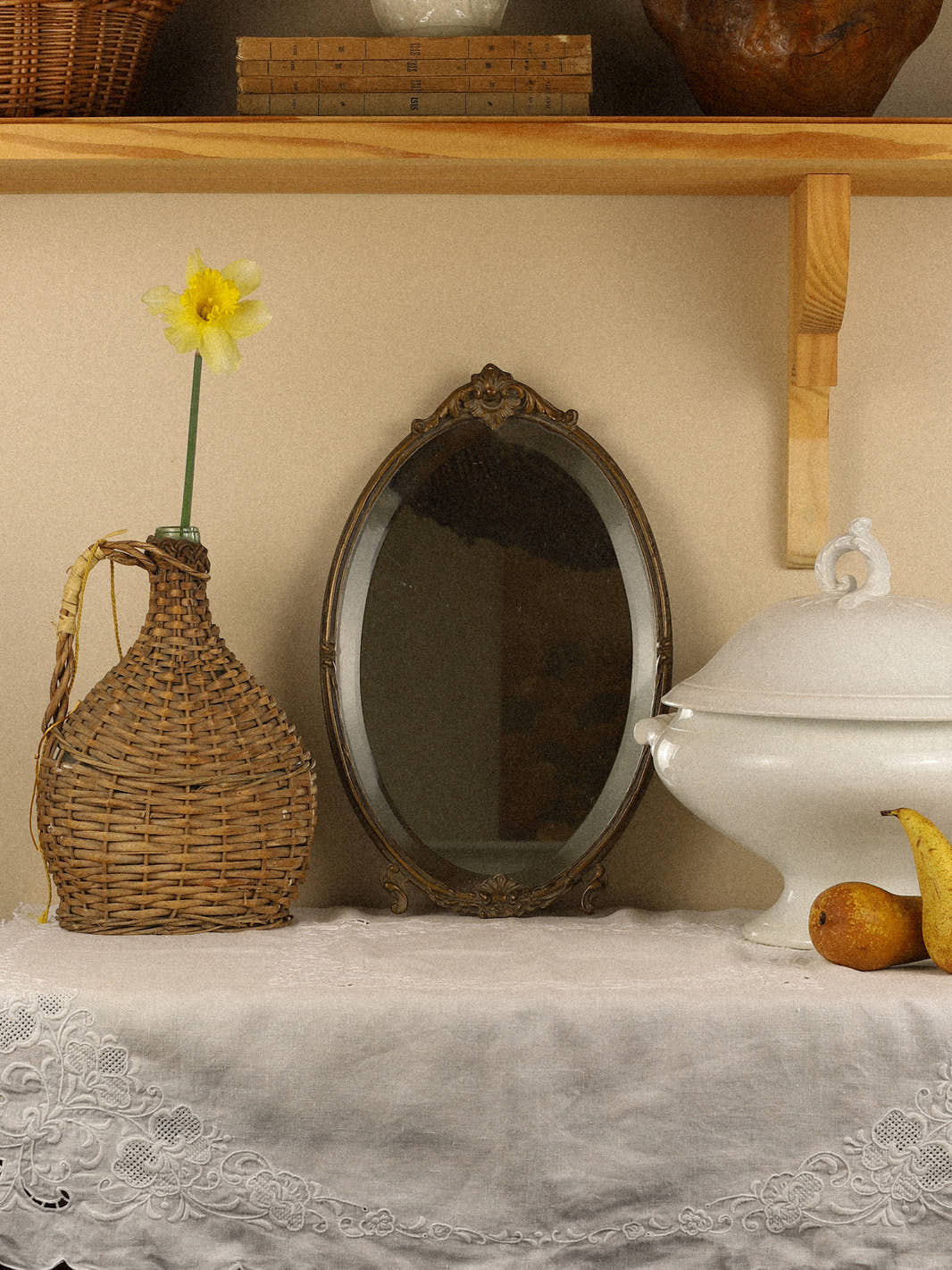 Vintage Wooden Wall Mirror With Legs