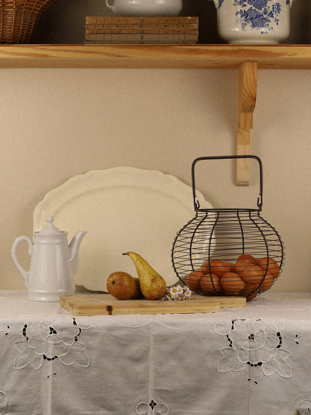 Vintage French Large Egg Basket