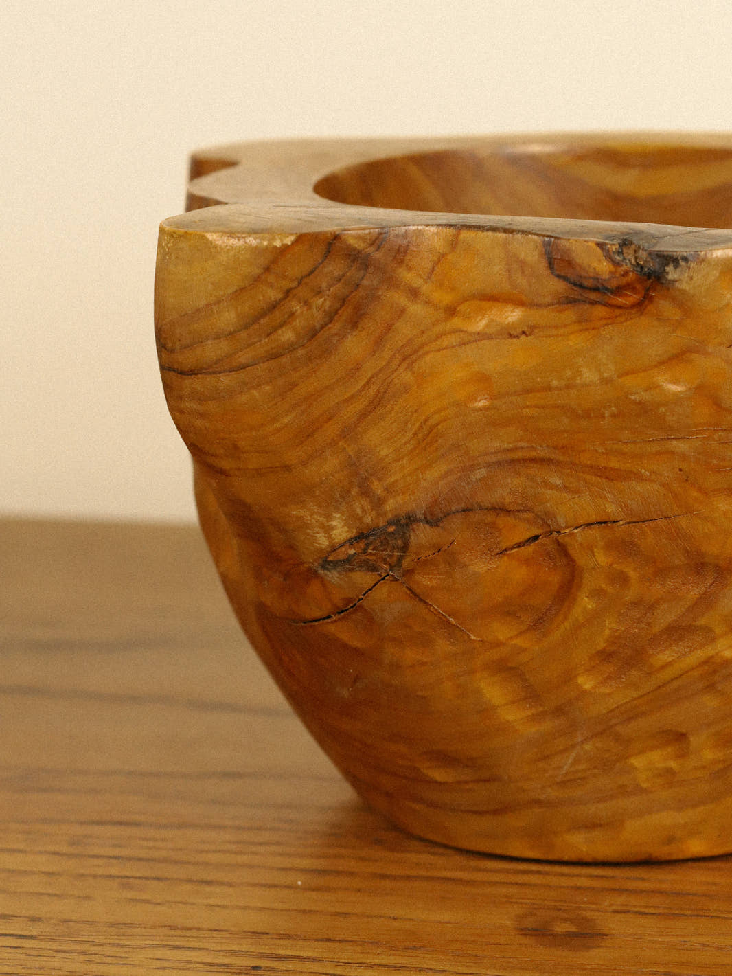 Vintage Rustic French Wooden Mortar