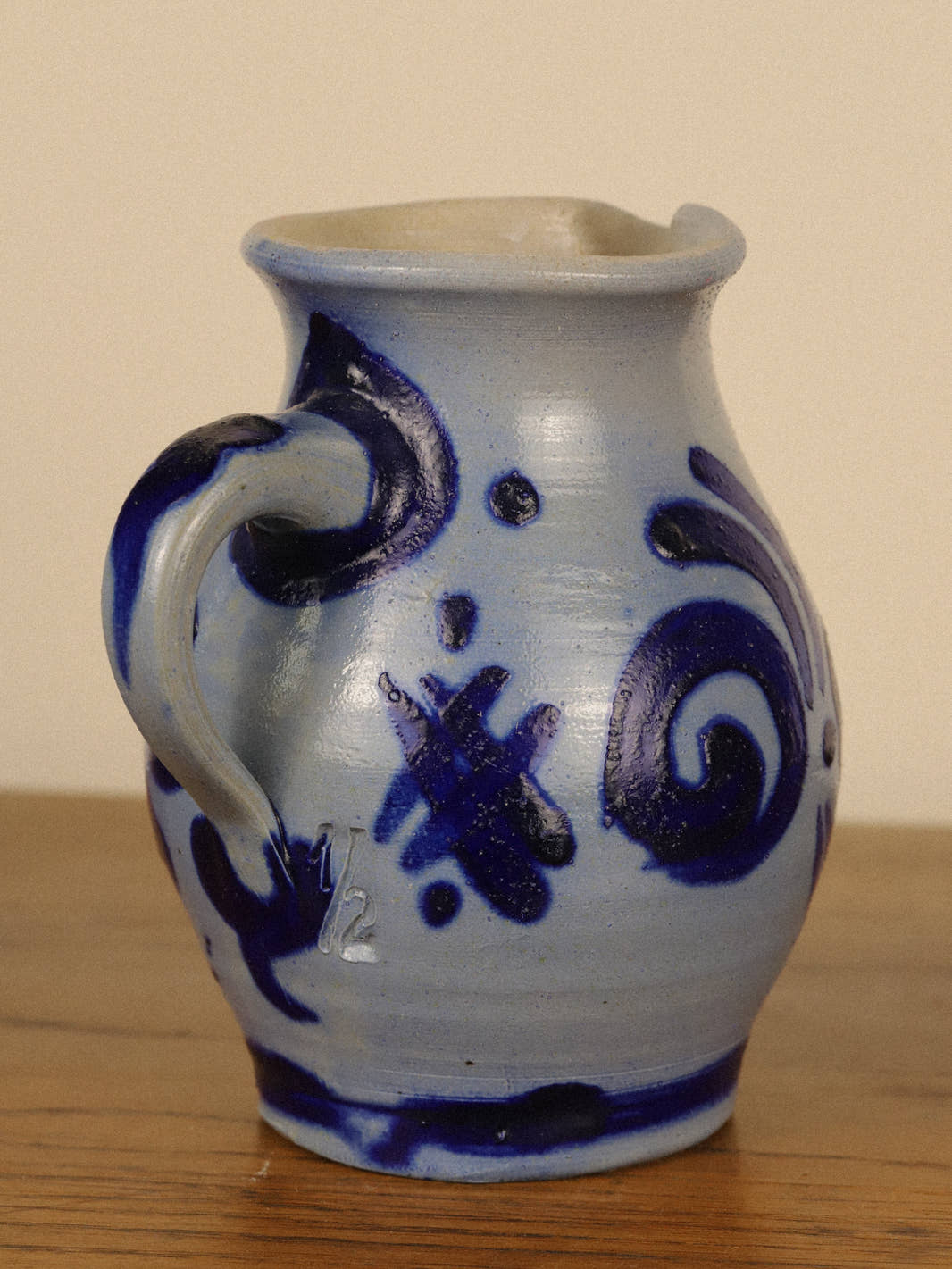 Antique Salt-Glazed Westerwald Cobalt Pitcher