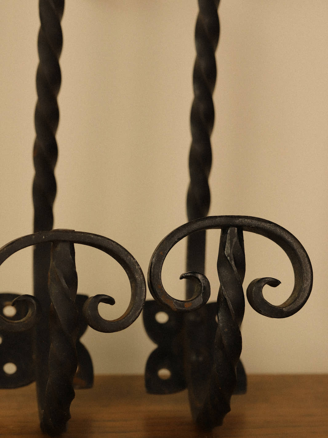 Set of 3 Vintage Wrought Iron Wall Hooks