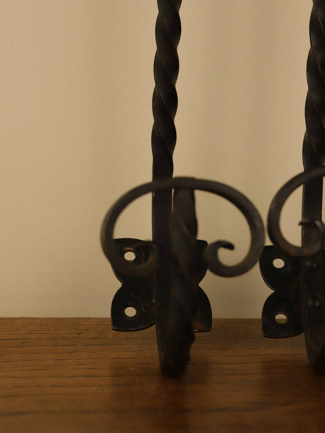 Set of 3 Vintage Wrought Iron Wall Hooks
