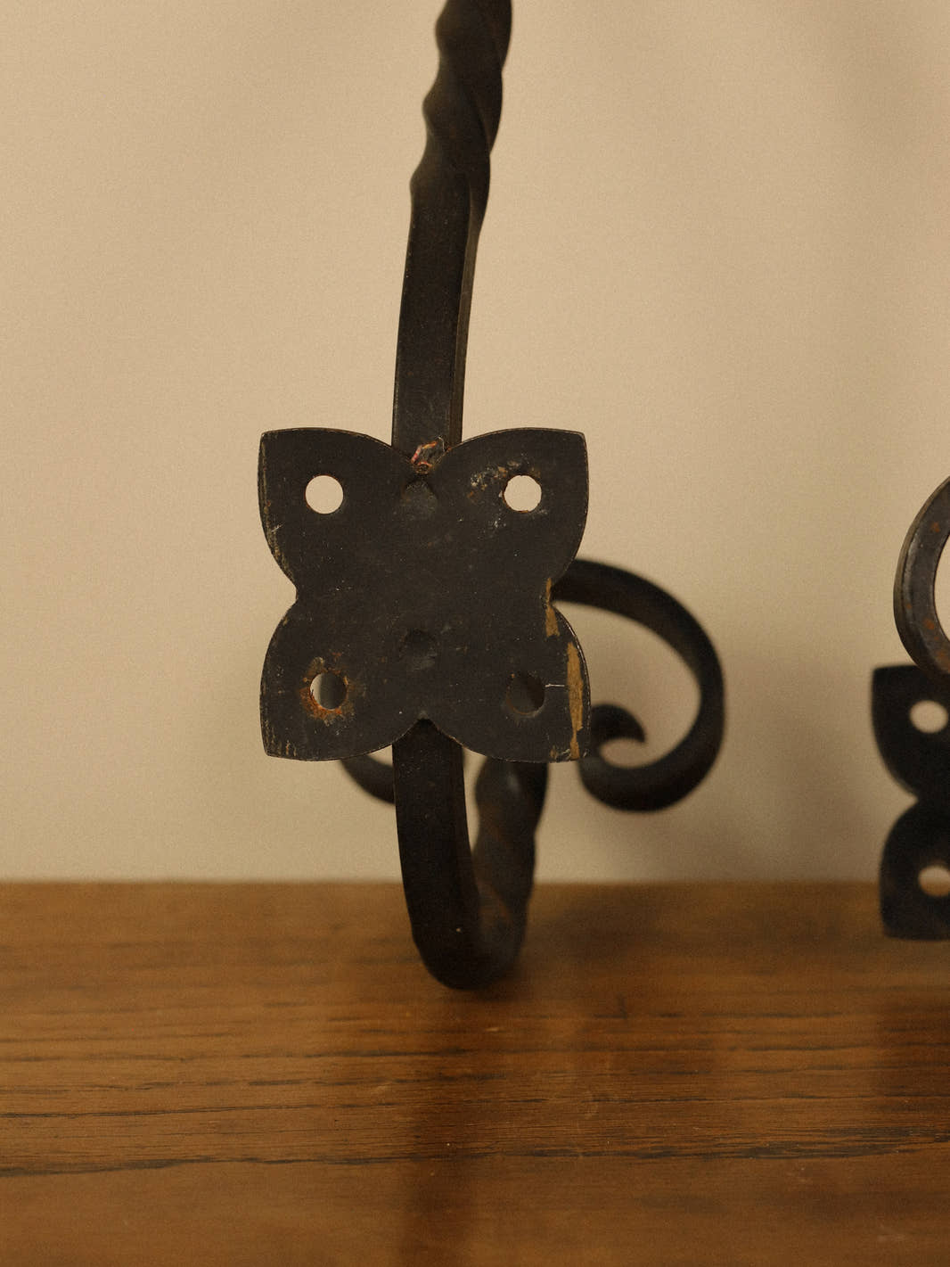 Set of 3 Vintage Wrought Iron Wall Hooks