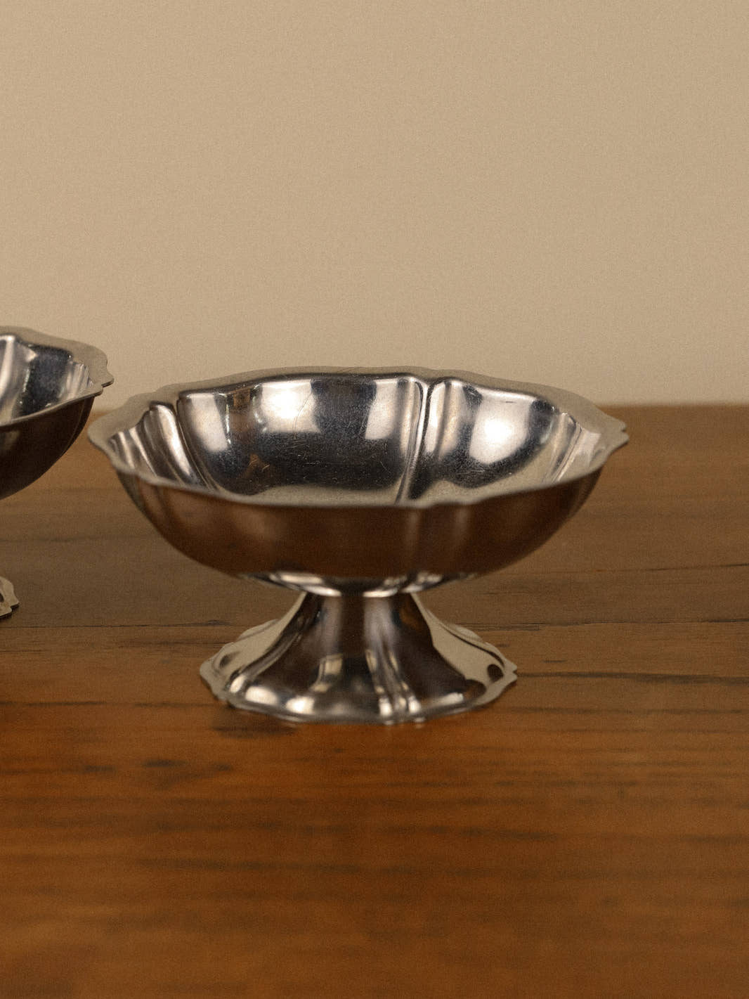 Pair of High Vintage Scalloped Ice Cream Cups