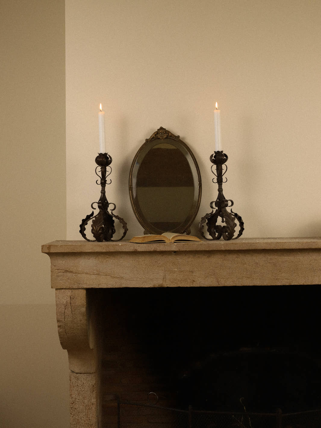 Pair of Vintage Wrought Iron Candlesticks