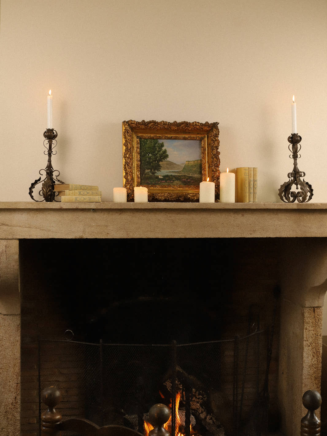 Pair of Vintage Wrought Iron Candlesticks